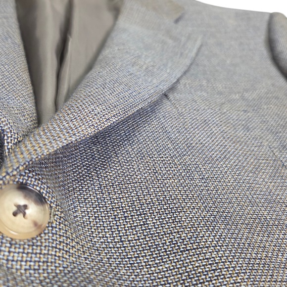Vtg Ermenegildo Zegna Neiman Marcus Blazer Jacket Cashmere 50L Blue Gold Gray - Picture 6 of 16